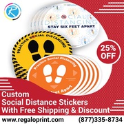 Custom Social Distance Stickers With Free Shipping & Discount